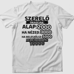 Szerelő óradíjak póló